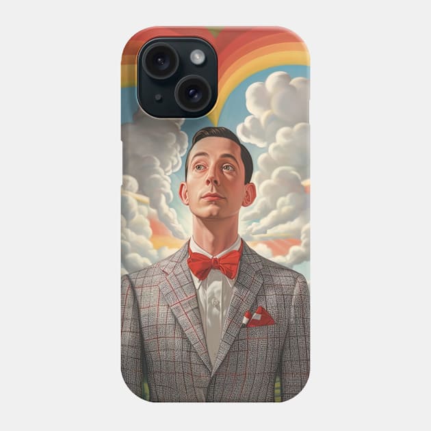 pee wee herman, clouds and rainbow, art Phone Case by Maverick Media