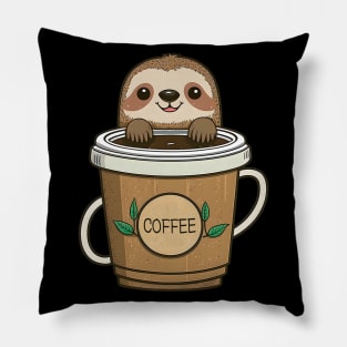 Funny Sloth & Coffee Kawaii Anime Coffee Lover Pillow