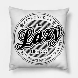 Lazy Life Co. Logo Distressed Black Pillow