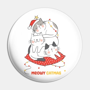 Meowy Catmas Sleeping Cats Design Pin