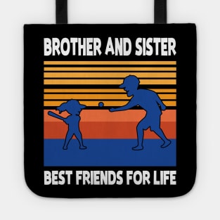 Brother Sister Playing Baseball Together Best Friends For Life Happy Father Mother Day Tote