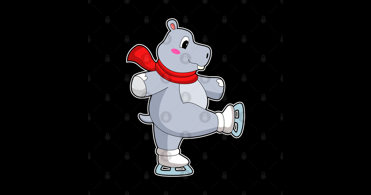 Hippo Ice skating Ice skates Ice Skates Sticker TeePublic