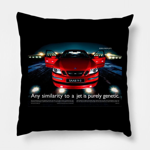 SAAB 9-3 - advert Pillow by Throwback Motors