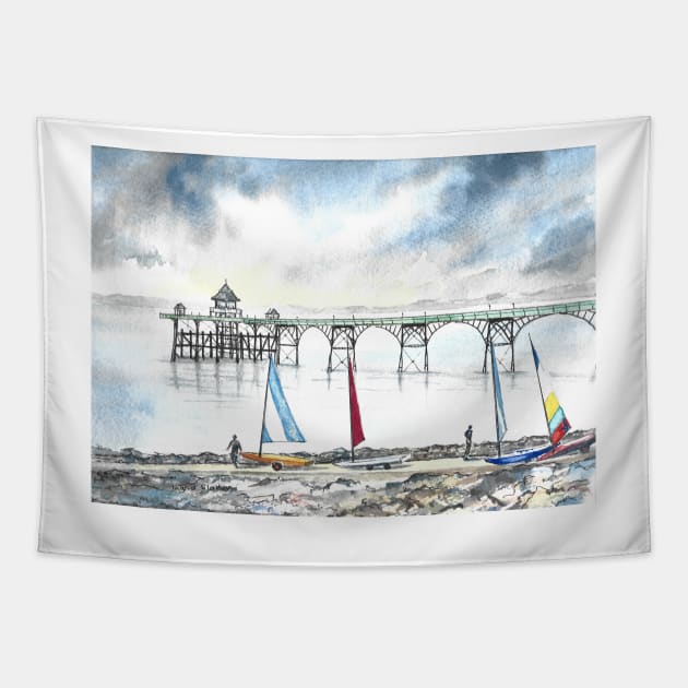 Sailing Boats by Clevedon Pier Tapestry by ingridslatter