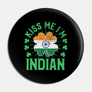 Kiss Me I'M Indian India Flag Shamrock St Patrick'S Day Pin