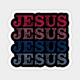 Jesus Jesus Jesus Jesus vintage red and blue Magnet