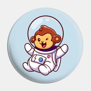 Cute Monkey Astronaut Floating Cartoon Pin