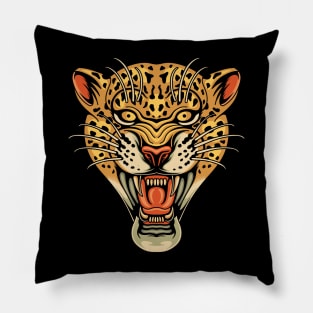 Head leopard tattoo Pillow