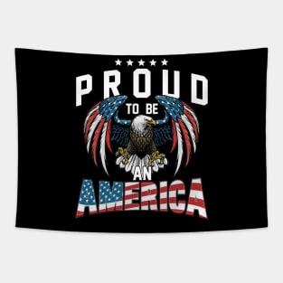 Proud To Be An American Graphic Eagle American Flag Ribbon Tapestry