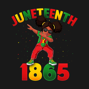 Juneteenth Dabbing Black Queen Melanin Brown Skin Girls Dab T-Shirt