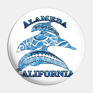 Alameda California Vacation Tribal Dolphins Pin