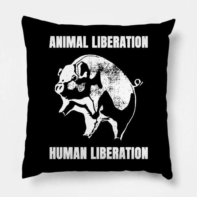 animal liberation human liberation Pillow by moronicart