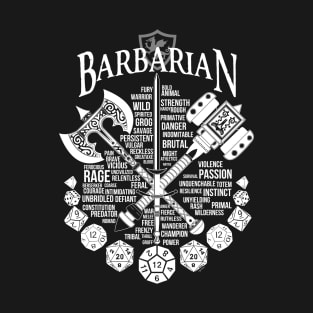 RPG Class Series: Barbarian - White Version T-Shirt