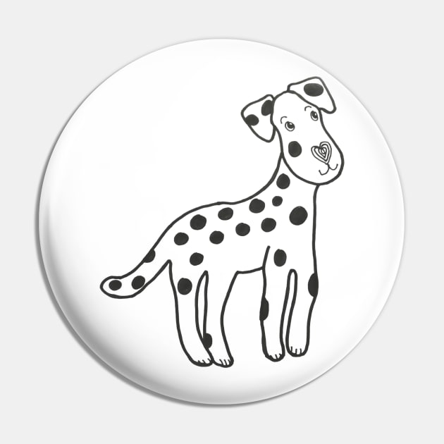 Dalmation dog with heart nose Pin by Puddle Lane Art