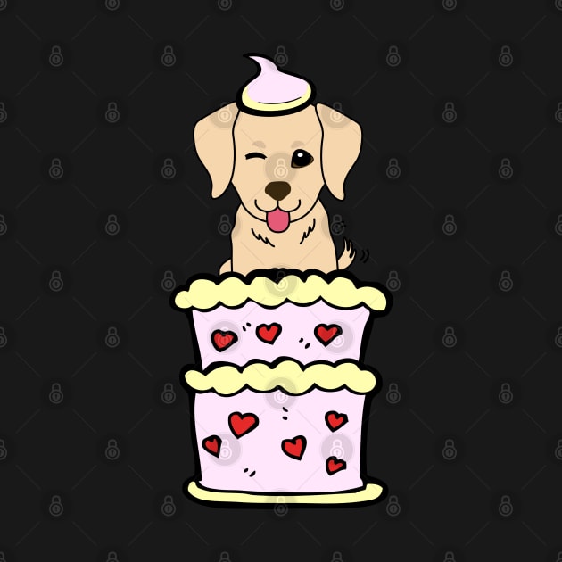 Retriever dog Jumping out of a cake by Pet Station