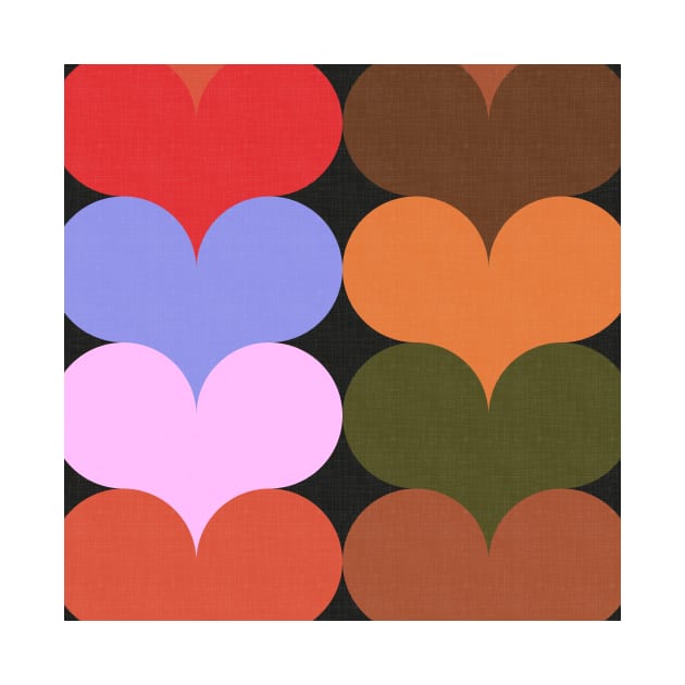 Groovy Geometric Decor - Retro Heart Shapes No.002 / Nostalgic Shades by matise