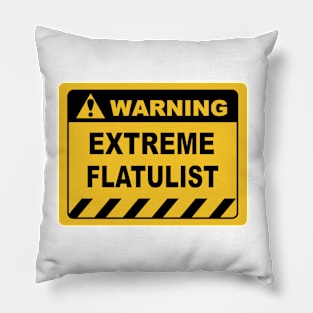 Human Warning Sign EXTREME FLATULIST Sayings Sarcasm Humor Quotes Pillow