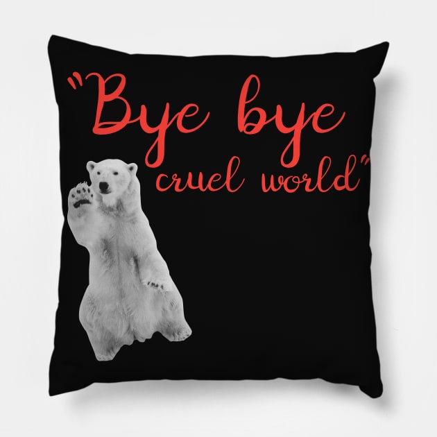 BEAR BYE WAVING Pillow by Utopic Slaps