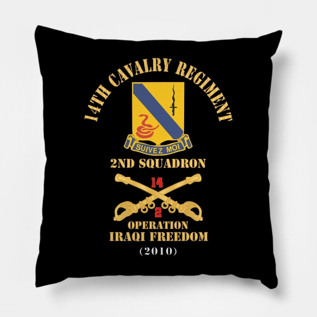 Army - 14th Cavalry Regiment w Cav Br - 2nd Squadron - Operation Iraqi Freedom - 2010 - Red Txt X 300 Pillow by twix123844