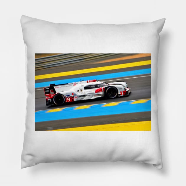 Audi R18 E-Tron Quattro 24 Hours Of Le Mans Pillow by AndyEvansPhotos