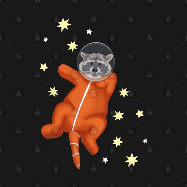 Space Raccoon. Raccoon astronaut in an orange space suit by KateQR