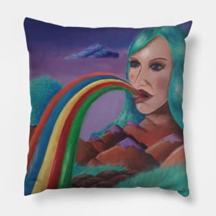 Rainbow Out of Woman's Mouth Pillow