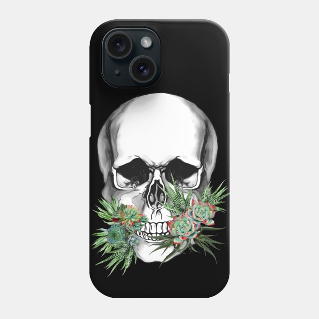 Sugar skull with succulents plants, cool funny cute mask Phone Case by Collagedream