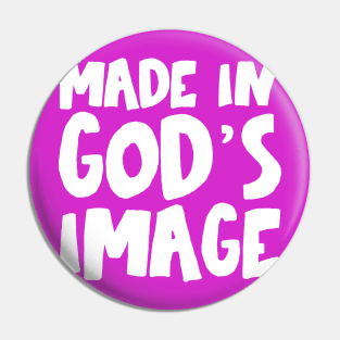 "Made in God's image" - Christians for Justice (white) Pin