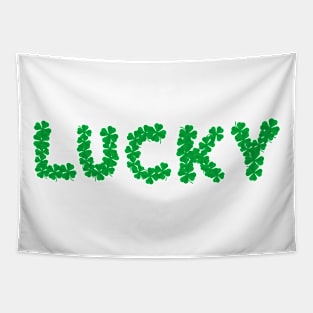 luck lucky typography green four leaves clover irish St Patricks Day Tapestry