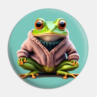 Frog with sweater Pin