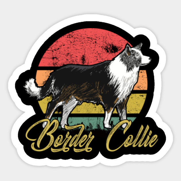 Border Collie Dog Vintage Sunset Colorful Dogs Retro Border Collie Sticker Teepublic