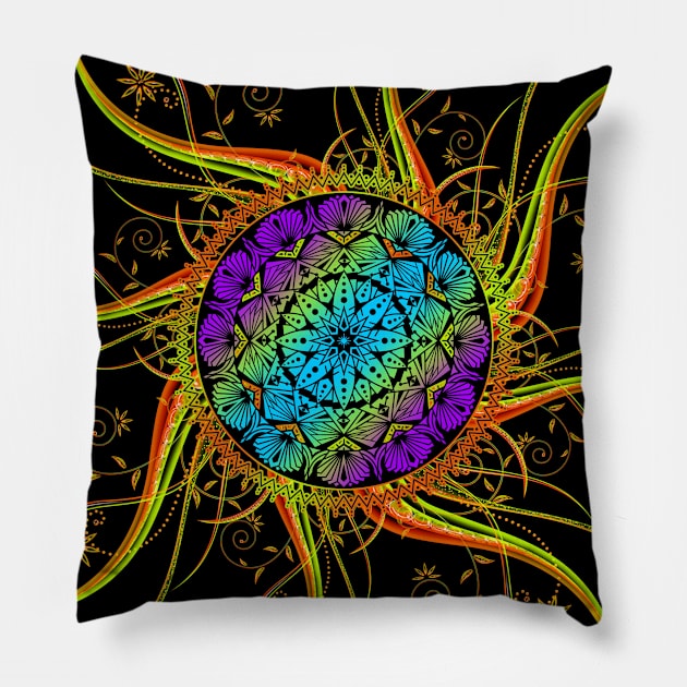 Colorful mandala Pillow by ilhnklv