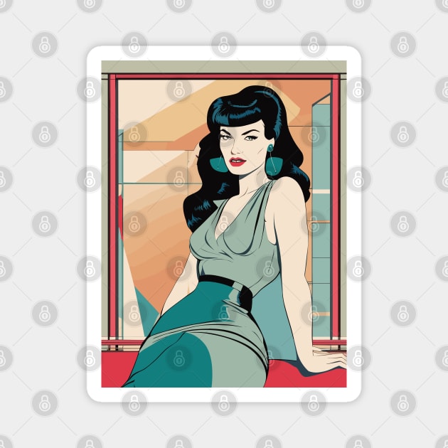 Glamour Seat Bettie Page Retro Art Deco Magnet by di-age7