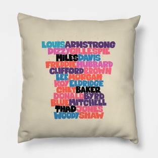 Jazz Legends in Type: The Trumpet Players Pillow