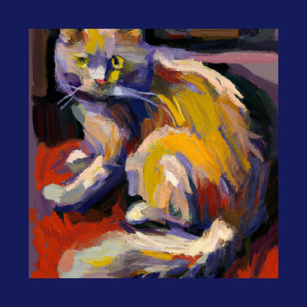 Painting of a Cat in the Style of Cezanne by Star Scrunch