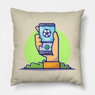 Online Soccer Match Cartoon Vector Icon Illustration (4) Pillow