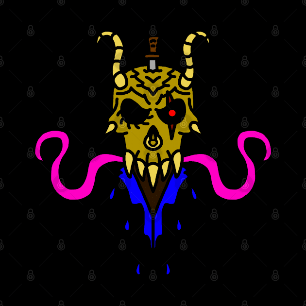 Octo Skull with Horns by GiantAlienMonster