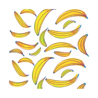 Watercolor bananas - yellow, green and blue T-Shirt