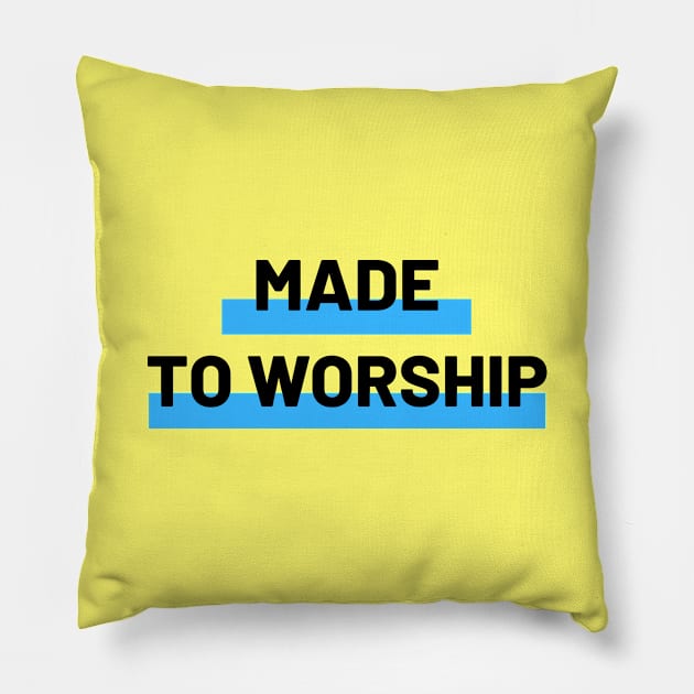 Made To Worship | Christian Typography Pillow by All Things Gospel