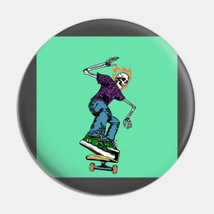 Skatazz skeleton green Pin