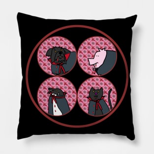 Horror Portrait of Halloween Vampire Animals Pillow