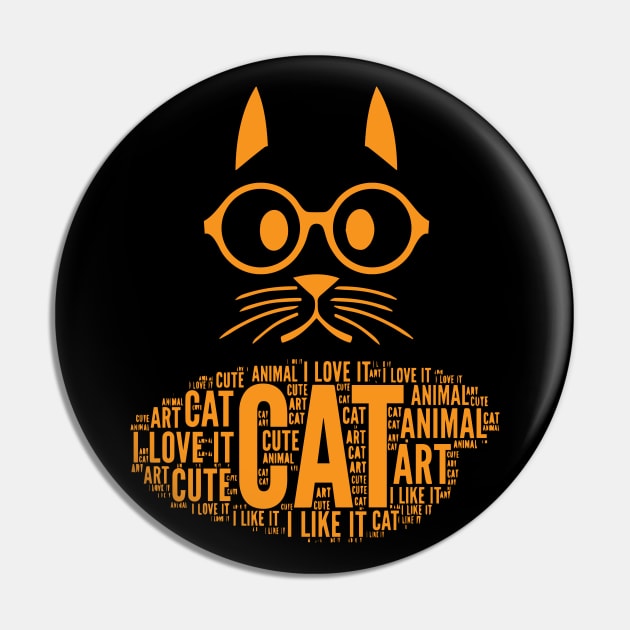 Orange Cat Drawing Pin by anbartshirts