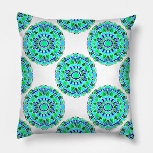 Turquoise Floral Mandala Pattern Pillow