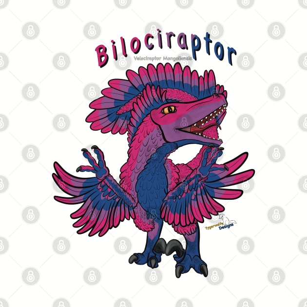 Bilociraptor - Text (Feathered) (Bisexual Pride) by tygerwolfe