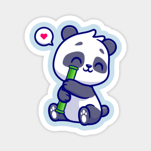 Cute Panda With Bamboo Cartoon Magnet