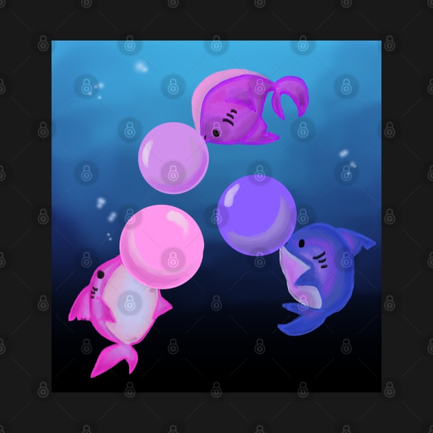 Little Sharks Blowing Bubbles by allthebeanz