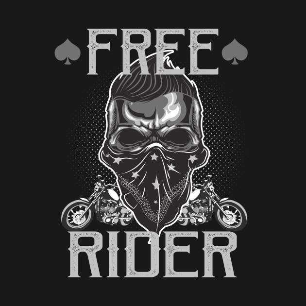 Free Rider cool Motorbike Skull Biker Gift by Foxxy Merch