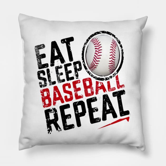 Eat Sleep Baseball Repeat Funny Baseball Player Pillow by justingreen