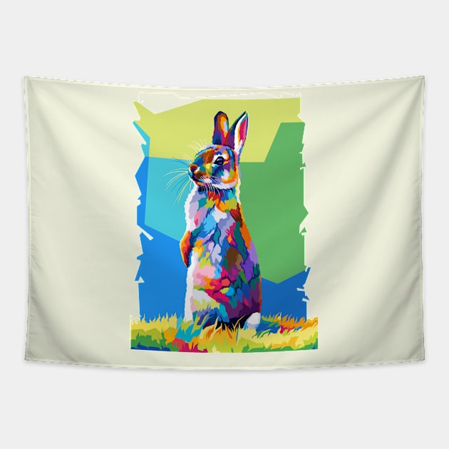 Rabbit Wpap Art Tapestry by SiksisArt