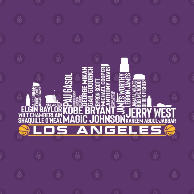 Los Angeles Basketball Team All Time Legends, Los Angeles City Skyline by Legend Skyline